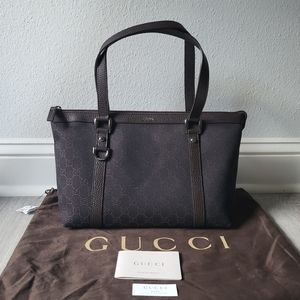 GUCCI Medium Abbey CarryAll Tote Dark Brown Canvas Monogram Authentic BNWT